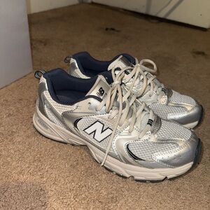 New Balance Metallic Silver and White Running Shoes